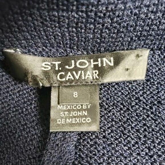 St. John Caviar Vintage Knit Navy Blue Pants - Size 8 - Picture 6 of 7